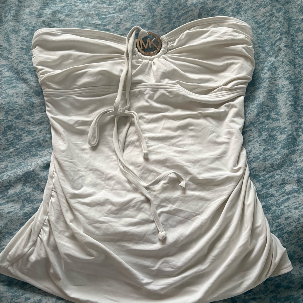 Michael Kors Cream Halter Top with Gold Logo